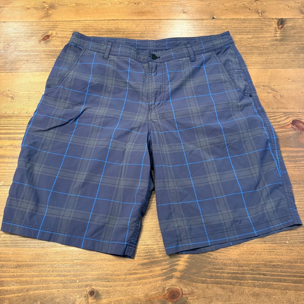 Lululemon Chino Shorts Mens 38‎ Blue Plaid Golf Casual Performance 9.5" Inseam